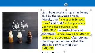 How to apply misrepresentation Liam cupcake scenario [upl. by Dagny]