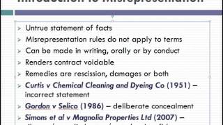 Misrepresentation Lecture 1 of 4 [upl. by Enidualc391]